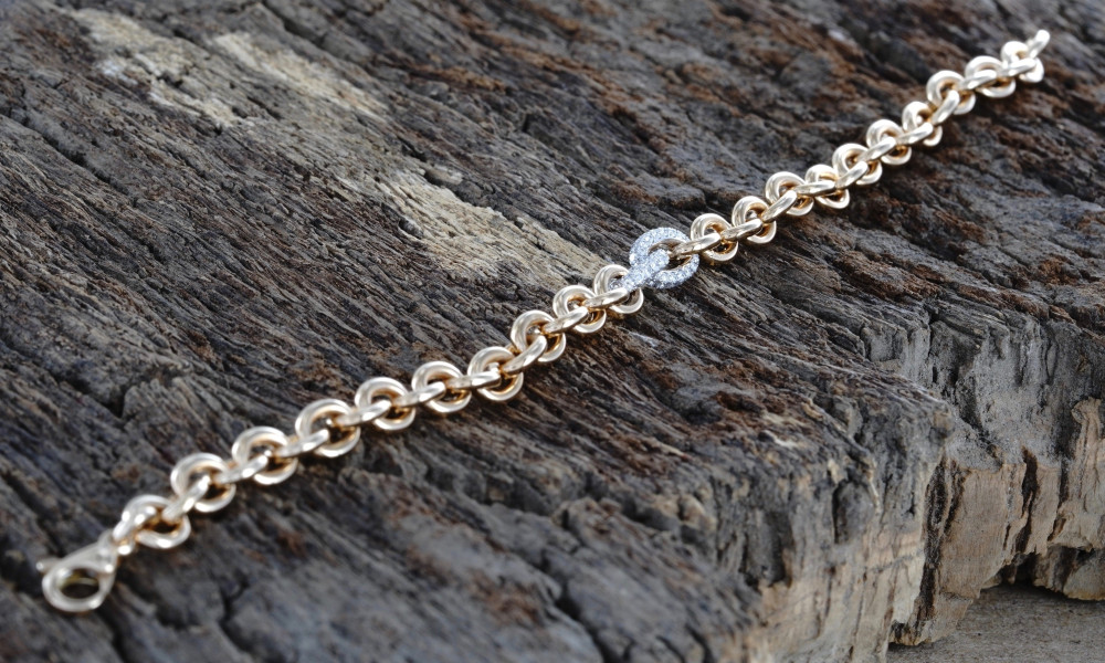 Rundankerkette Roségold mit Brillanten